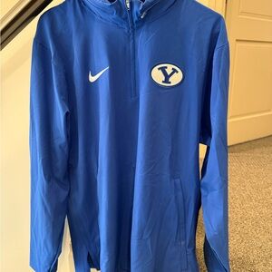 Nike BYU Royal Blue Quarter-Zip Rain Jacket w/ hidden hood